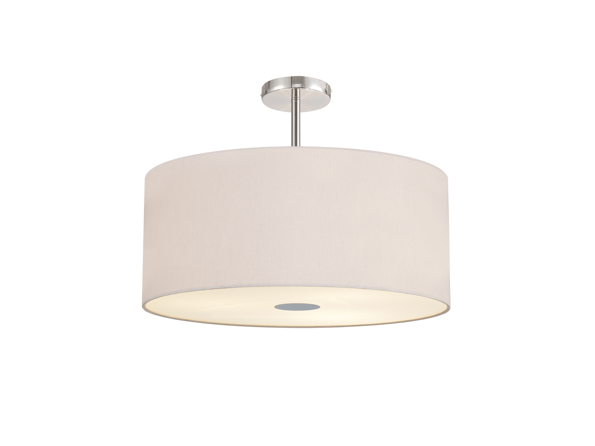 DK0462  Baymont 60cm Semi Flush 5 Light Polished Chrome, Nude Beige/Moonlight, Frosted Diffuser